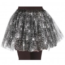 TUTU TULLE TOILE D\'ARAIGNÉE 30CM NOIR ARGENT FILLE
