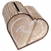 URNE BOIS C?\'UR MARIAGE 24X24X15CM NATURE