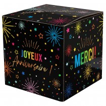 URNE CARTON ANNIVERSAIRE FESTIF MULTI 20CM NOIR