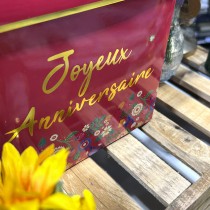 URNE CARTON ANNIVERSAIRE FLORAL 20CM FUCHSIA