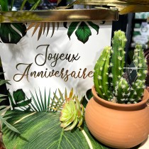 URNE CARTON ANNIVERSAIRE TROPICAL PARTY 20CM VERT