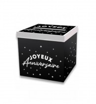 URNE CARTON CAGNOTTE ANNIVERSAIRE 20CM NOIR