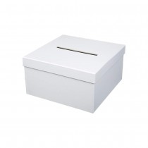 URNE CARTON CARRÉ CAGNOTTE CADEAU 23.5CM BLANC