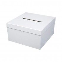 URNE CARTON CARRÉ CAGNOTTE CADEAU 25CM BLANC