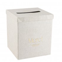 URNE CARTON MERCI BRANCHE LAURIER OR 21X25CM LIN