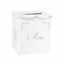 URNE CARTON MERCI NOBLESSE VINTAGE 21X25CM BLANC