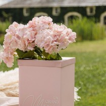 URNE CARTON UN GRAND MERCI 21.5X25CM ROSE