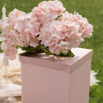 URNE CARTON UN GRAND MERCI 21.5X25CM ROSE