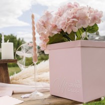 URNE CARTON UN GRAND MERCI 21.5X25CM ROSE