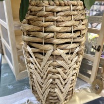 VASE CYLINDRIQUE JACINTHE TRESSÉ 35CM NATURE