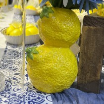 VASE DOLOMITE DOUBLE CITRON 10X8.5X14CM JAUNE