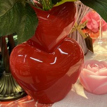 VASE DOUBLE CUR CÉRAMIQUE 12X17X6.7CM ROUGE
