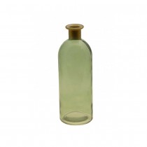 VASE FLACON GOULOT OR 7X20.5CM VERT OLIVE