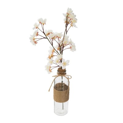 VASE FLEUR ARTIFICIELLE CERISIER BLANC/ROSE 46CM