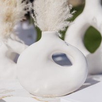 VASE GRÈS BAZA 13X14CM BLANC