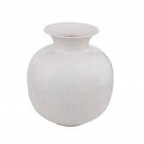 VASE MÉTAL ÉMAILLÉ 33.5CM BLANC