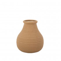 VASE POT GRÈS STRIÉ 17.5CM CAMEL