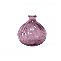 VASE VERRE BOULE COURBES EMBOSSÉ 17CM ROSE TENDRE