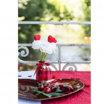 VASE VERRE DÉCO RUBAN PENDENTIF CUR 10.5CM ROUGE