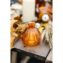VASE VERRE RAINURÉ FLORA 8X9CM 210ML ORANGE