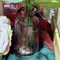 VASE VERRE RAINURÉ VÉRONE 7X11CM ROSE