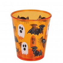 VERRE PLASTIQUE RÉUTILISABLE HALLOWEEN ORANGE 10CM