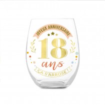 VERRE ROND TRANSPARENT ANNIVERSAIRE 18ANS