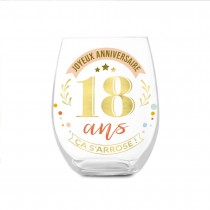 VERRE ROND TRANSPARENT ANNIVERSAIRE 18ANS