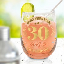 VERRE ROND TRANSPARENT ANNIVERSAIRE 30ANS