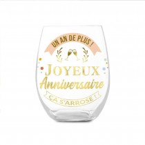 VERRE ROND TRANSPARENT CADEAU ANNIVERSAIRE