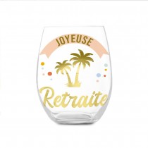 VERRE ROND TRANSPARENT CADEAU RETRAITE