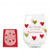 VERRE ROND TRANSPARENT ROMANTIQUE CŒUR