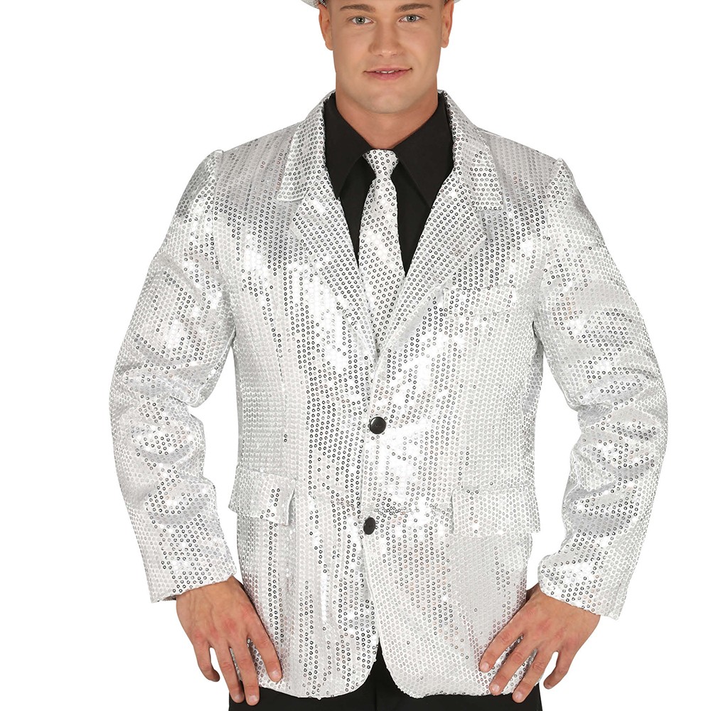 VESTE SEQUINS ARGENT HOMME