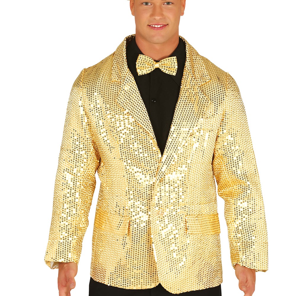 Déguisement Veste paillettes sequin or homme : Veste Or Veste