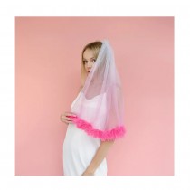 VOILE À FRANGES TULLE OMBRÉE 69CM ROSE
