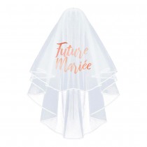 VOILE FUTURE MARIÉE POLYESTER EVJF OR ROSE ADULTE